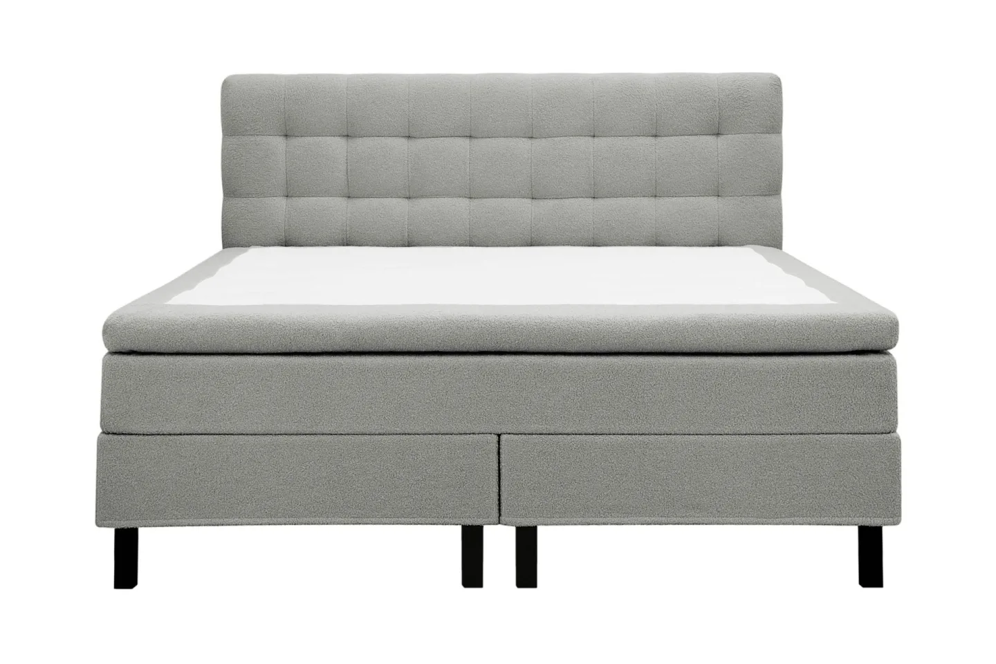 HVILA Classic Komplett Sängpaket 160x200 cm Kontinentalsäng med rutad sänggavel - Grå / Teddy