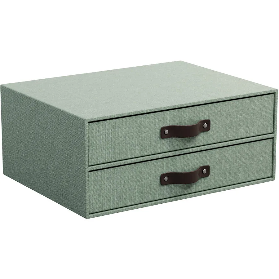 Schubladenbox Bigso Box soft teal Papier/Leder