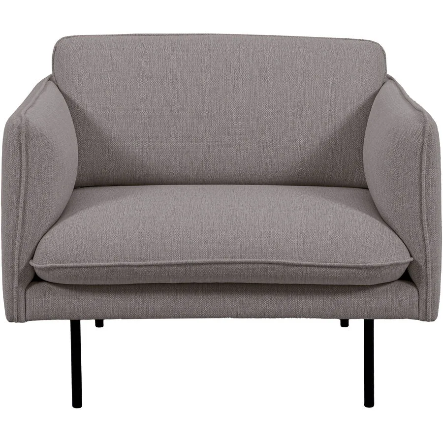 Sessel Anastasia Grau, Schwarz Polyester Stoff, Metall B 90 T 91 H 80 cm