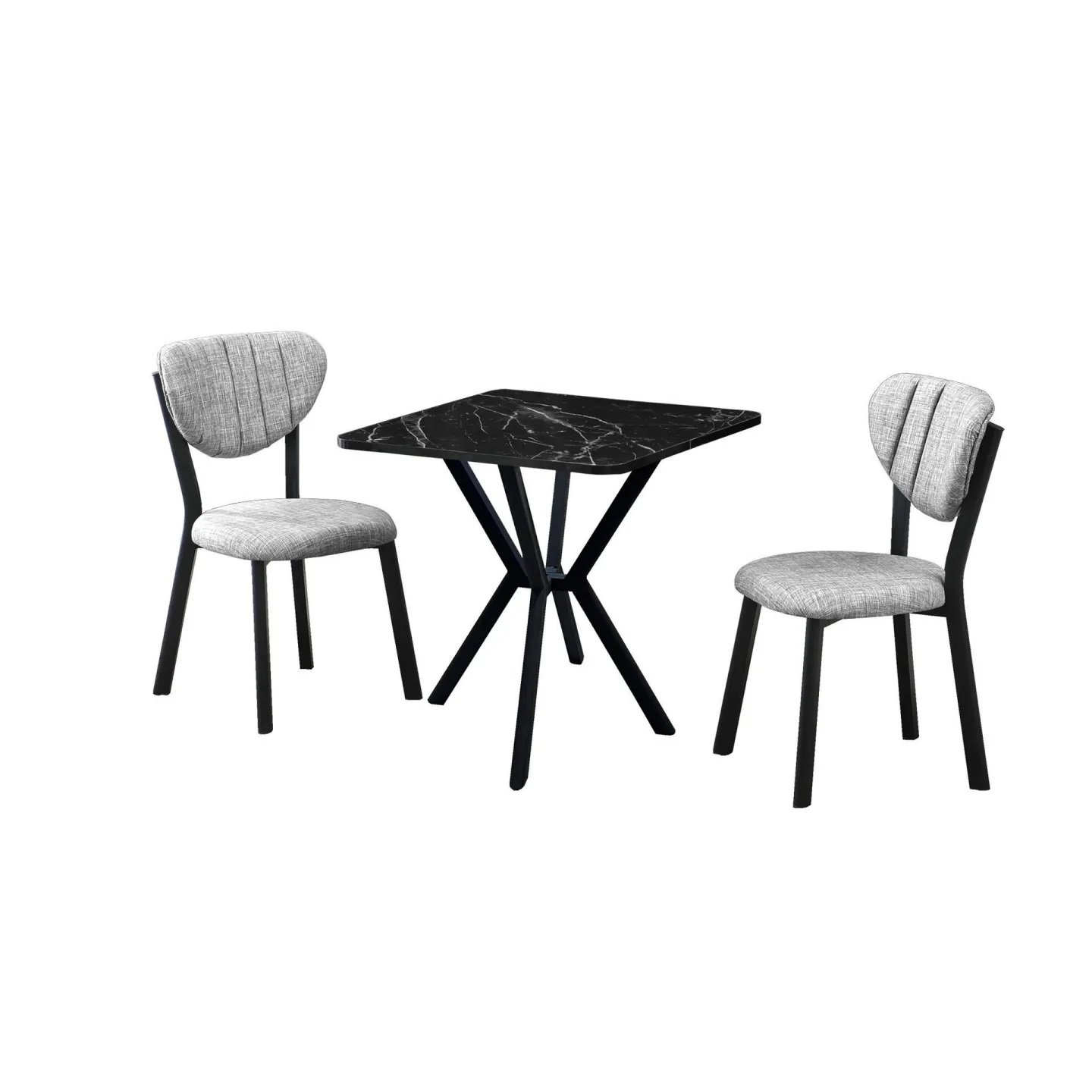 Krylor Matgrupp Bord 70 cm + 2 Stolar - Grå Svart