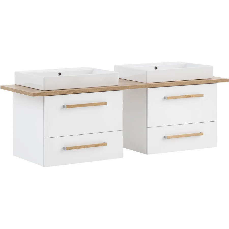 Waschtisch mit Lavabo Hartwich Weiss Holzwerkstoff 165 cm 50 cm