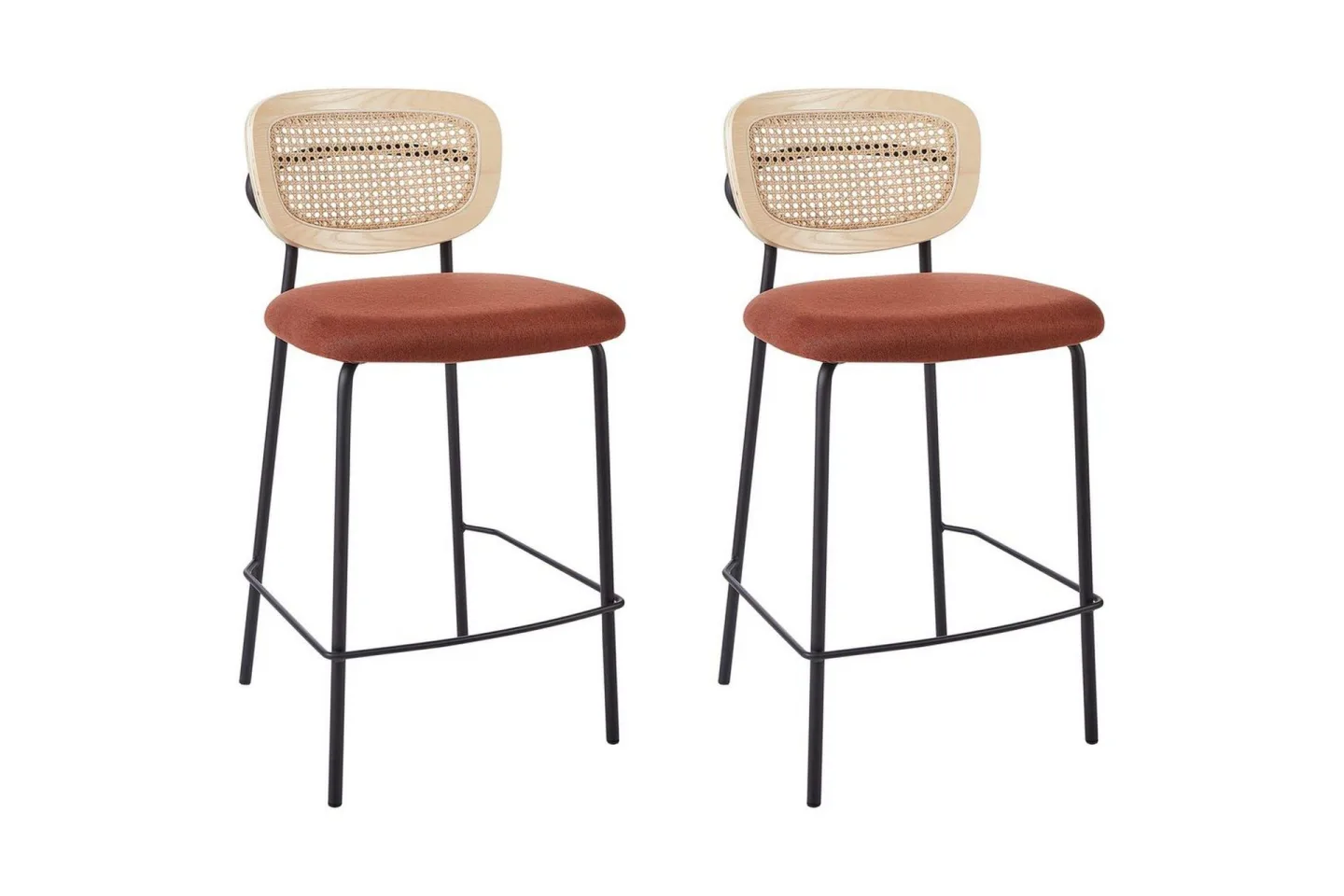Barstol Mayetta set om 2 Natur-Orange-Svart - Natur-Orange-Svart