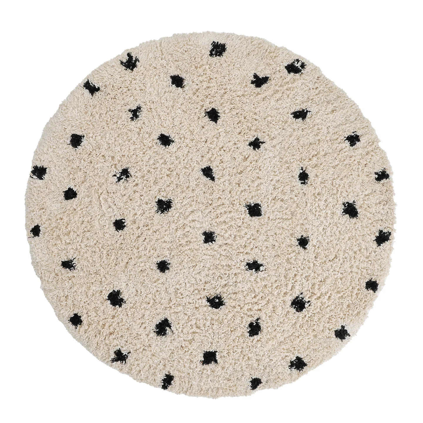 Rund Teppich - Soria Natural Cotton Shaggy (off-white/schwarz) (Größe: Ø 160 cm)