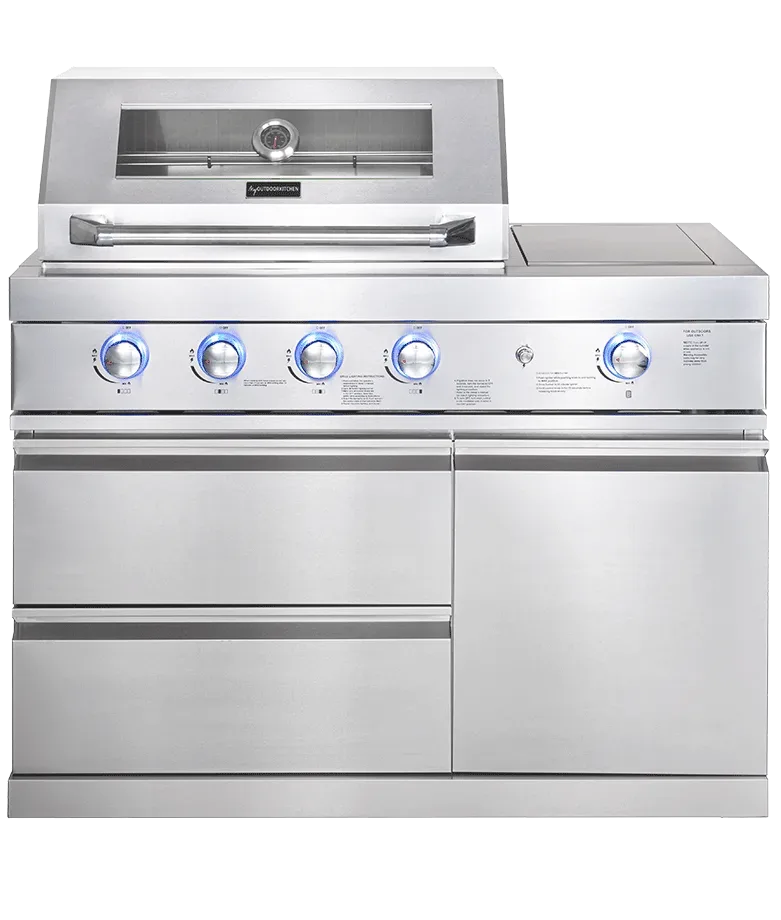 Pure - Freistehender Gasgrill mit 4 Brennern und Infrarot-Seitenbrenner - Edelstahl