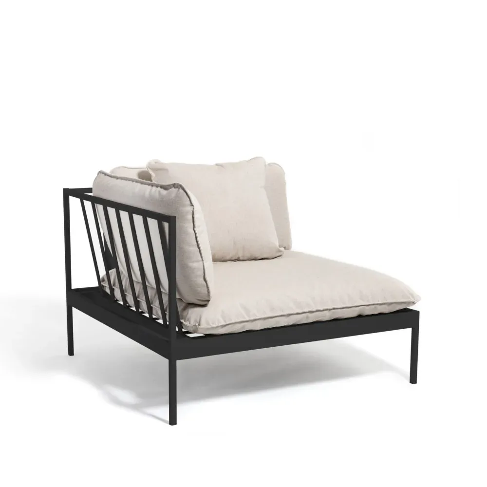 Skargaarden Bönan Modulsofa Sunbrella Ashe light grey, Eckteil, dunkelgrauer Aluminiumrahmen