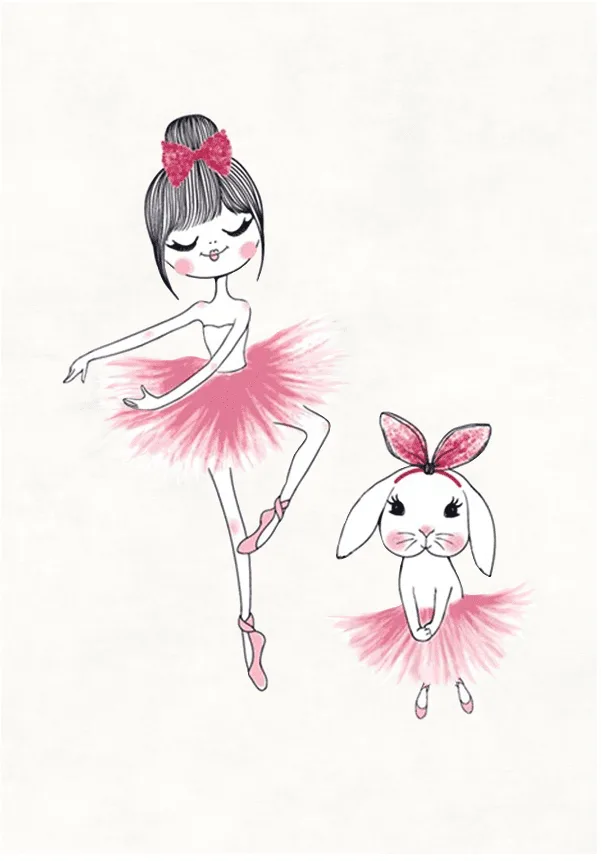 Barneteppe - Dancing ballerinas (rosa) (Størrelse: 120 x 160 cm)