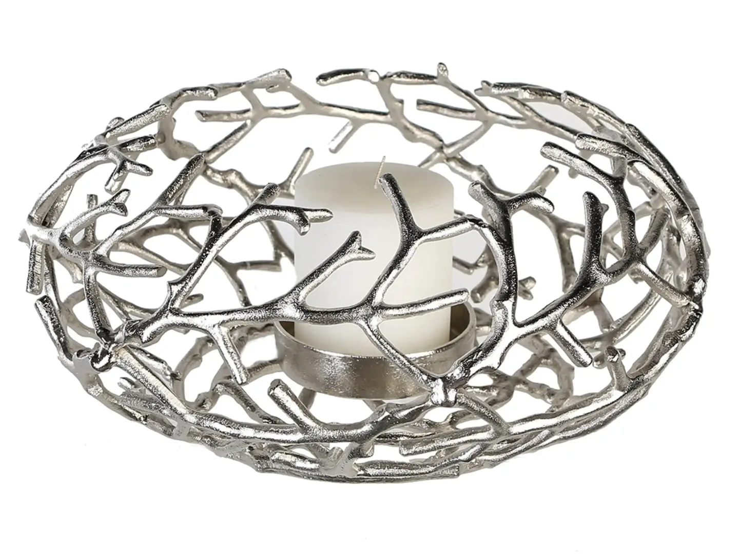 Gilde Adventskranz Twigs Antik Silber H: 20 cm Grau | Schubiger Möbel