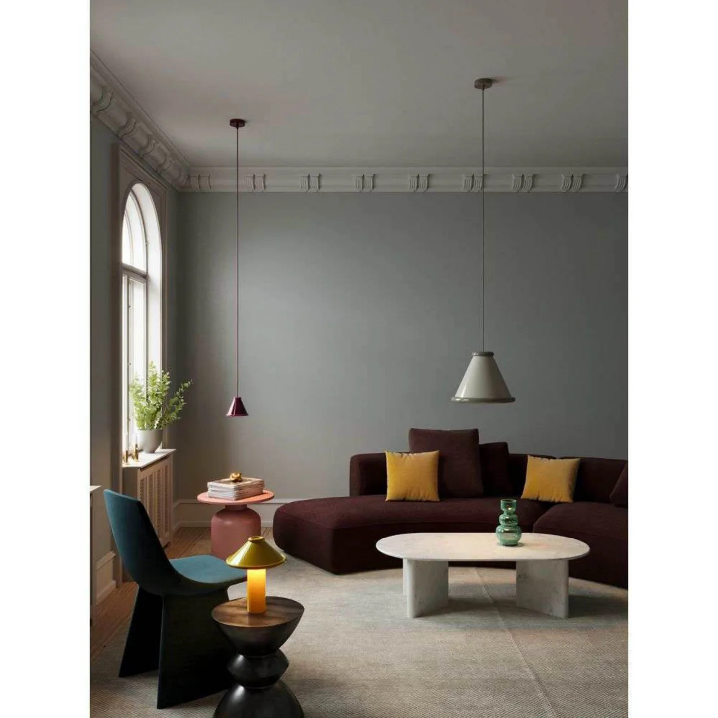 Belle Taklampa Ø36 Pebble Grey/Moss Grey - Belid - Matsal - Metall