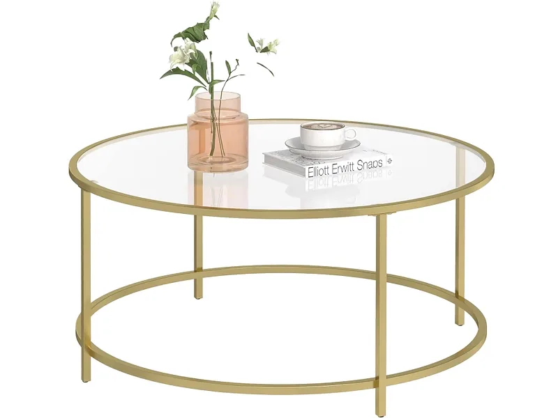 SONGMICS Couchtish CRYSTAL 84x84x45.5cm gold