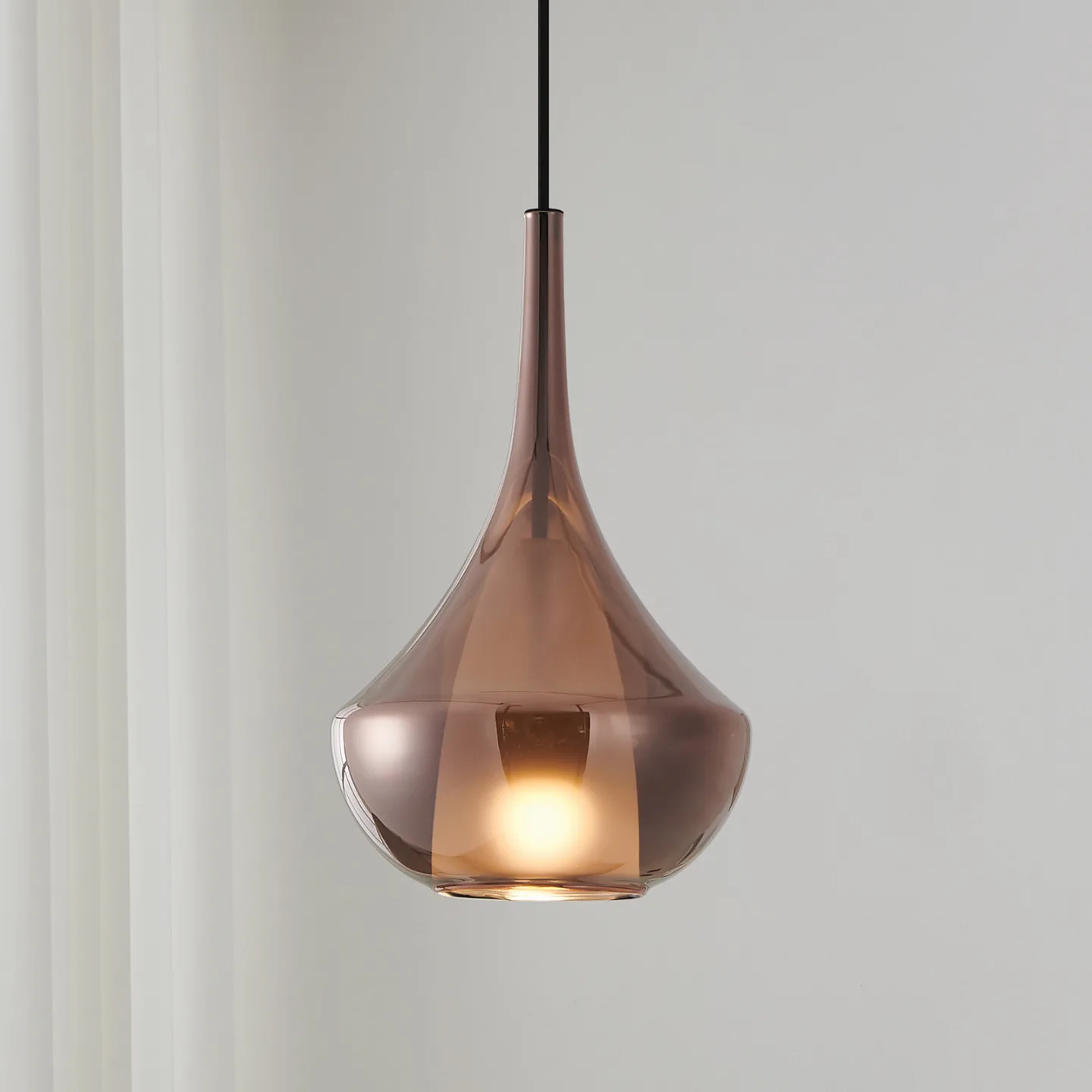 Almoster Hängelampe, kupfer, Ø 25 cm, Glas - Stars of Light - Wohnzimmer - Modern - Mit Schirm