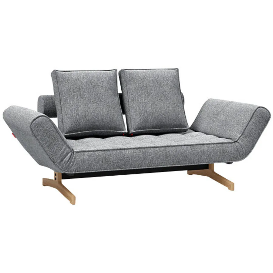 Innovation Bettsofa Ghia Grau, Natur Stoff, Holz, Metall B 210 T 80 cm