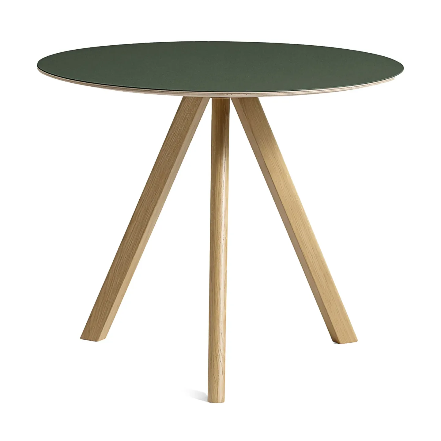HAY CPH20 2.0 Esstisch Ø90 cm Green linoleum-lacquered oak