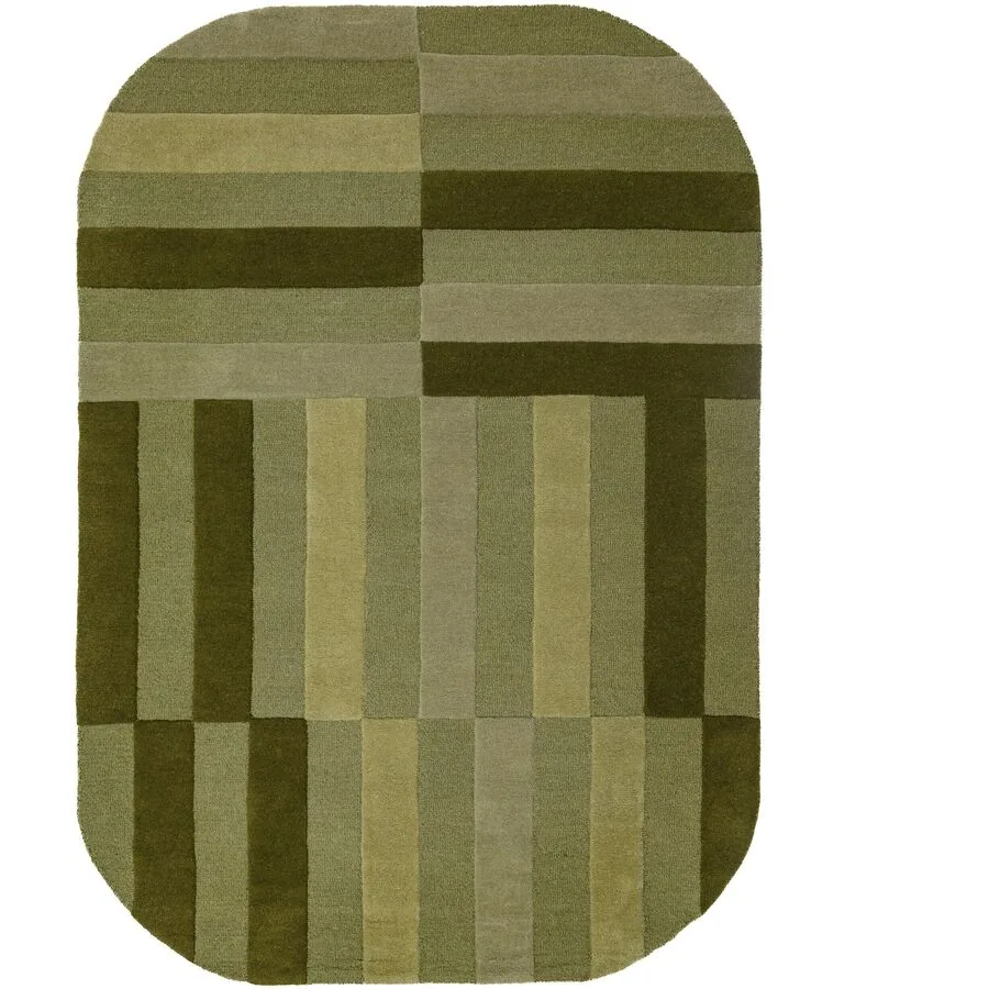 Teppich Elinor GRÜN Streifen 100% WOLLE 160 x 230 cm