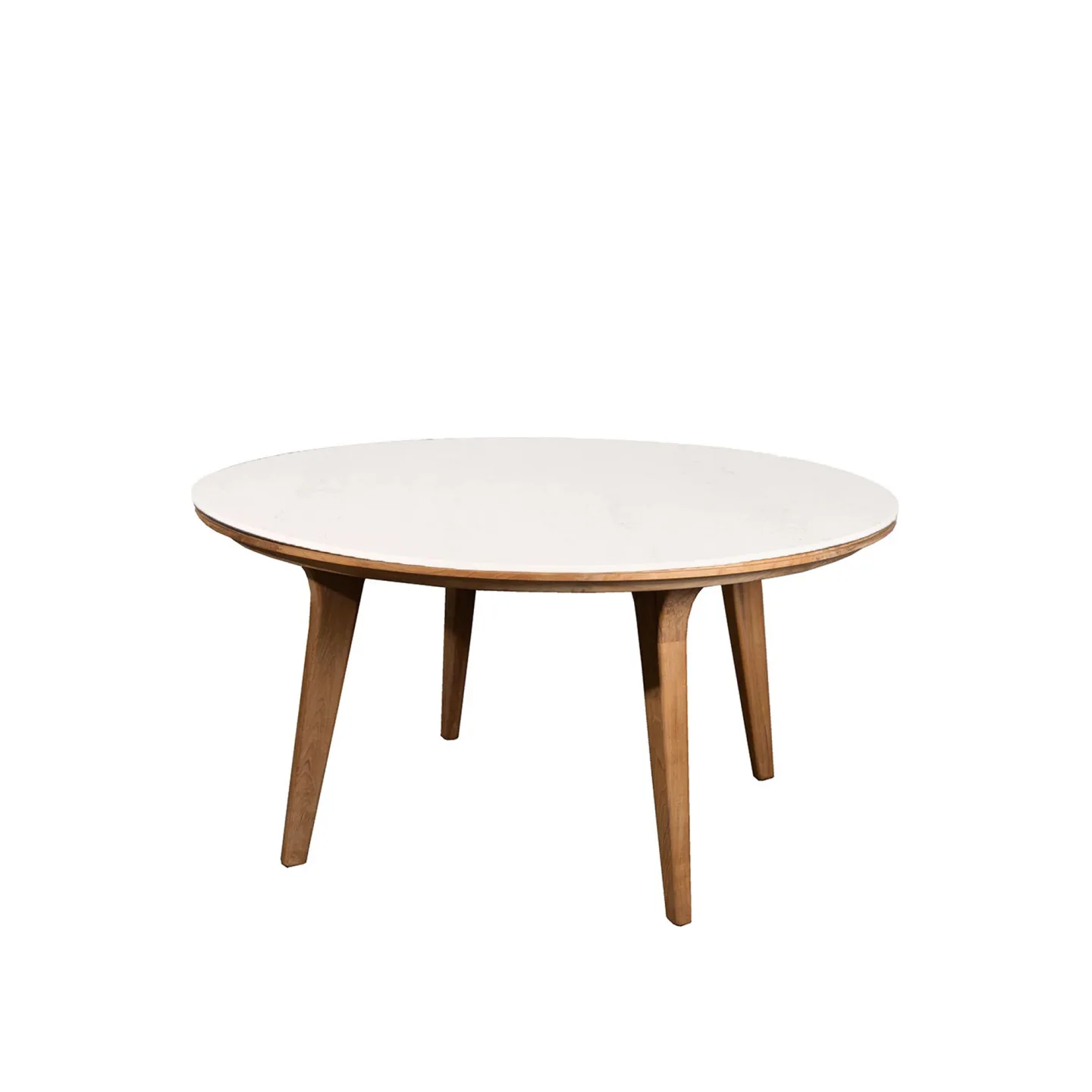 Cane-Line - Aspect Matbord Runt, Travertin Look - Matbord utomhus - Cane-line Design Team - Beige - Naturmaterial/Metall/Trä
