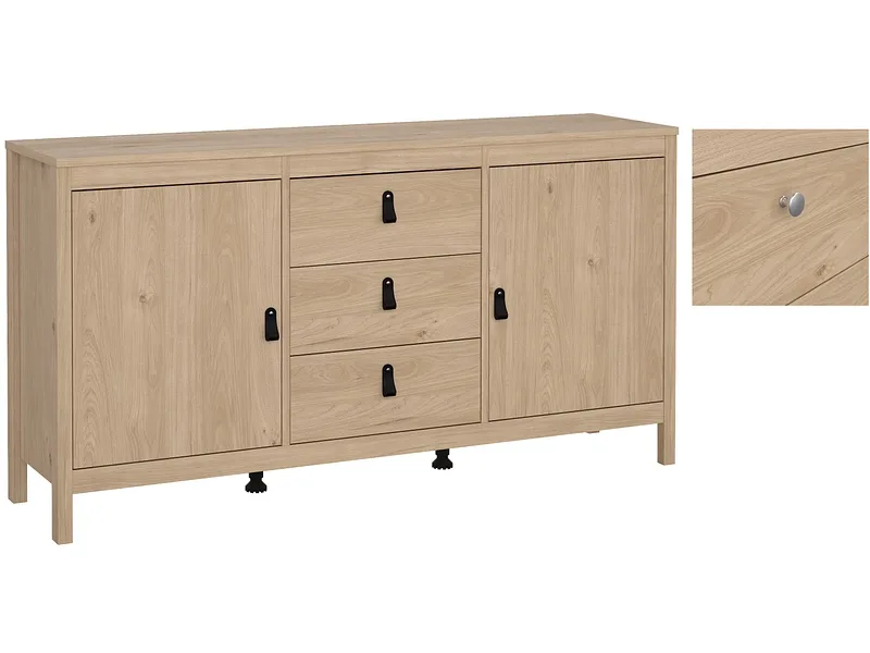 Kommode MADRID 2 Türen 3 Schubladen 38.4x151.4x79.7cm jackson eiche matt