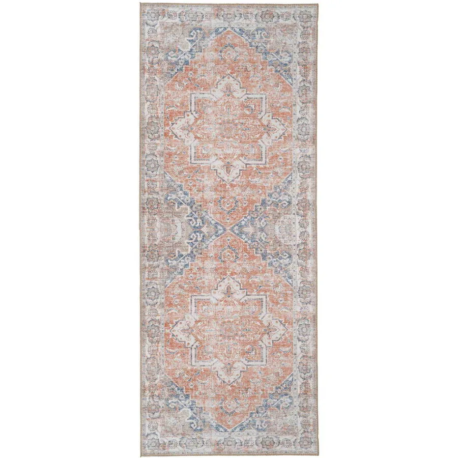 Teppich Tivaro Blau/Orange Polyester 80 cm 200 cm