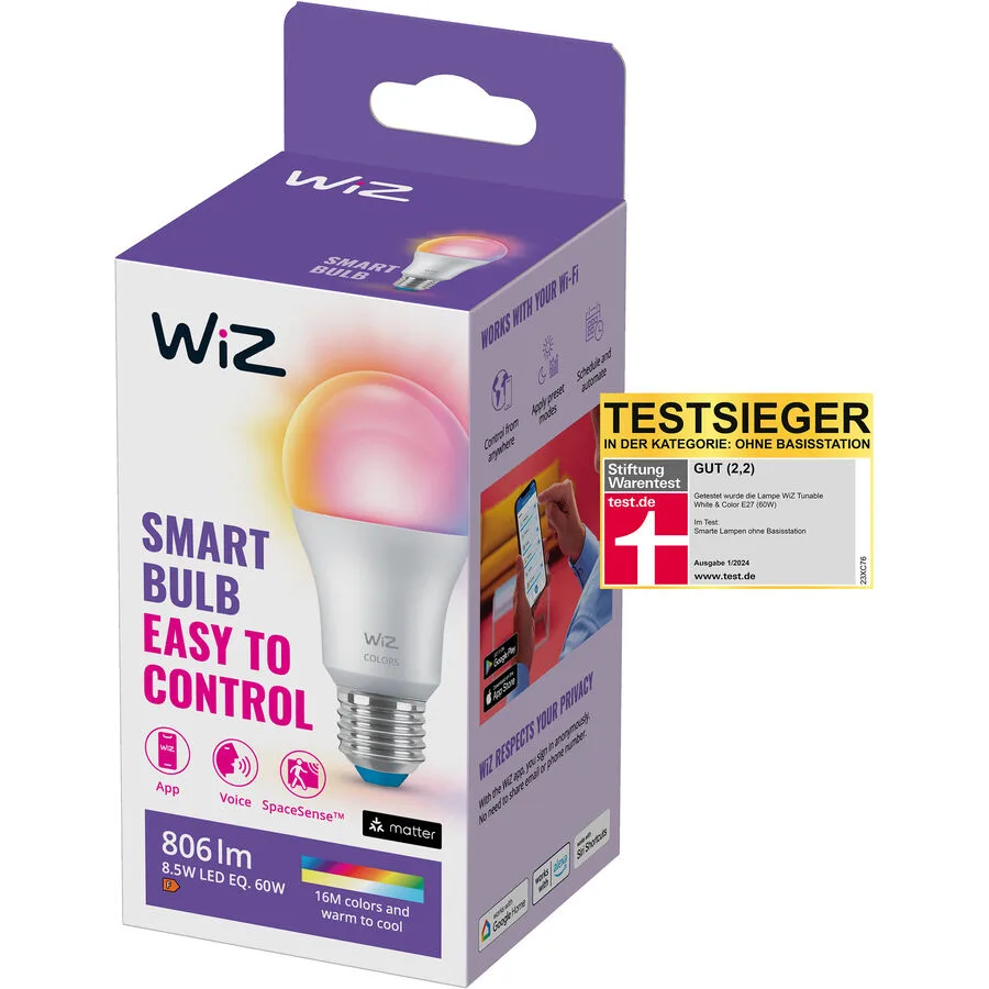 Leuchtmittel WiZ Kunststoff E27 8.5 W - Farbe: weiss - Material: Plastik - LED - Lichtfarbe: Neutralweiss - LED Leuchtmittel