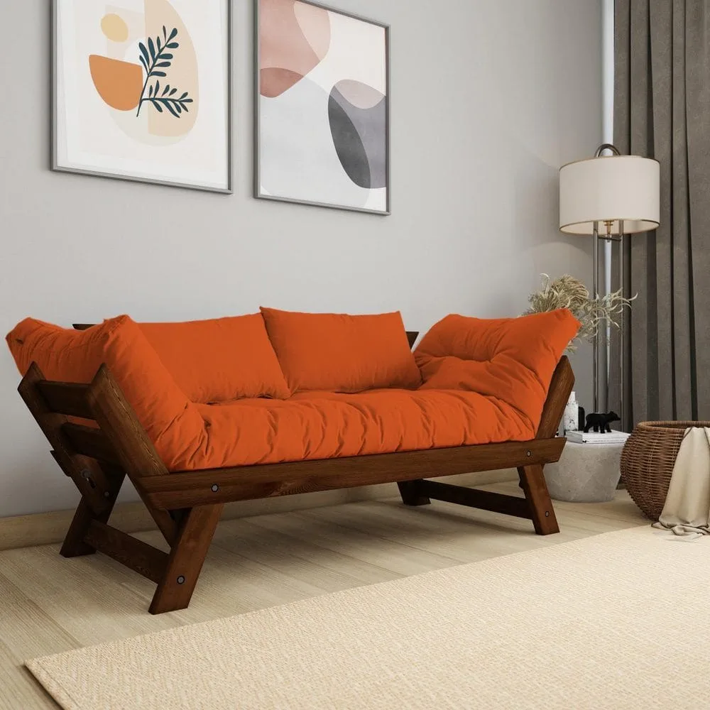 Zylar 2-sits Bäddsoffa - Brun/Orange