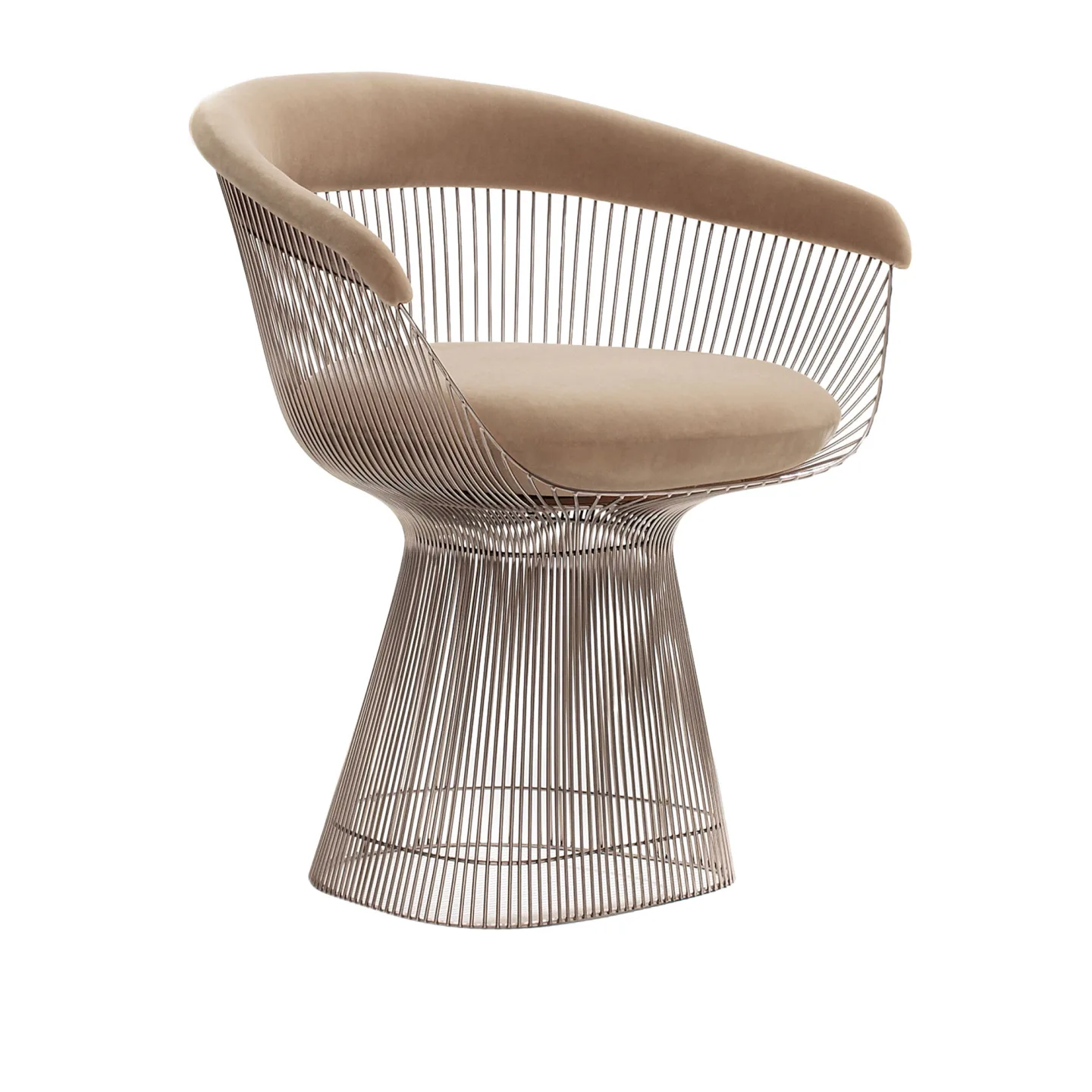 Knoll - Platner Side Chair, underrede i Brons metallic, Tyg: Kat. B - Knoll Velvet - K78470 - Fåtöljer - Warren Platner - Brons - Naturmaterial/Skum