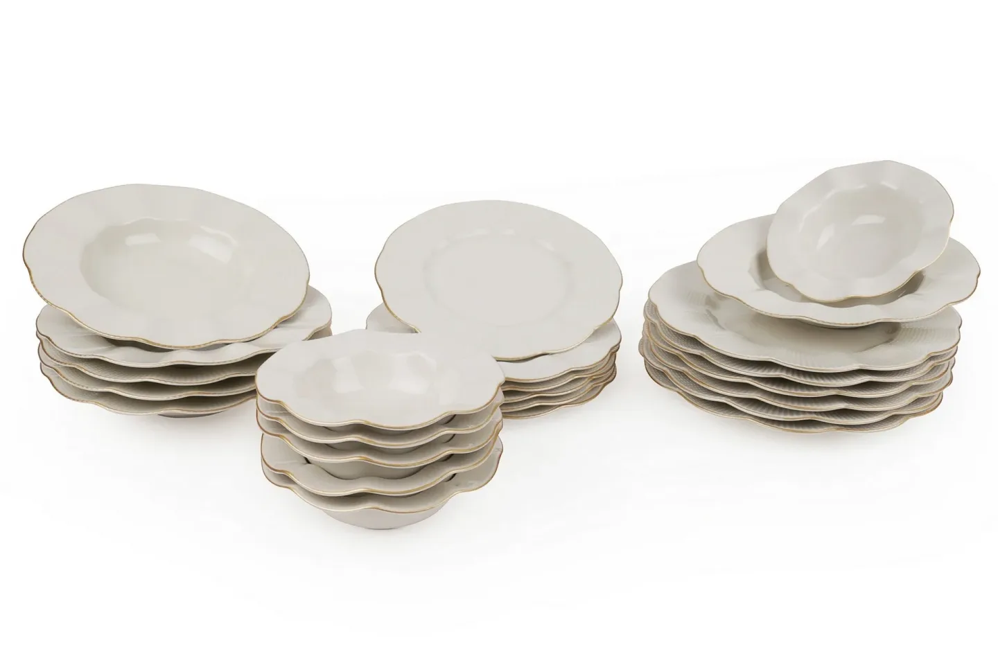 Adine Middagsservis 24 Delar Porslin - Creme/Guld