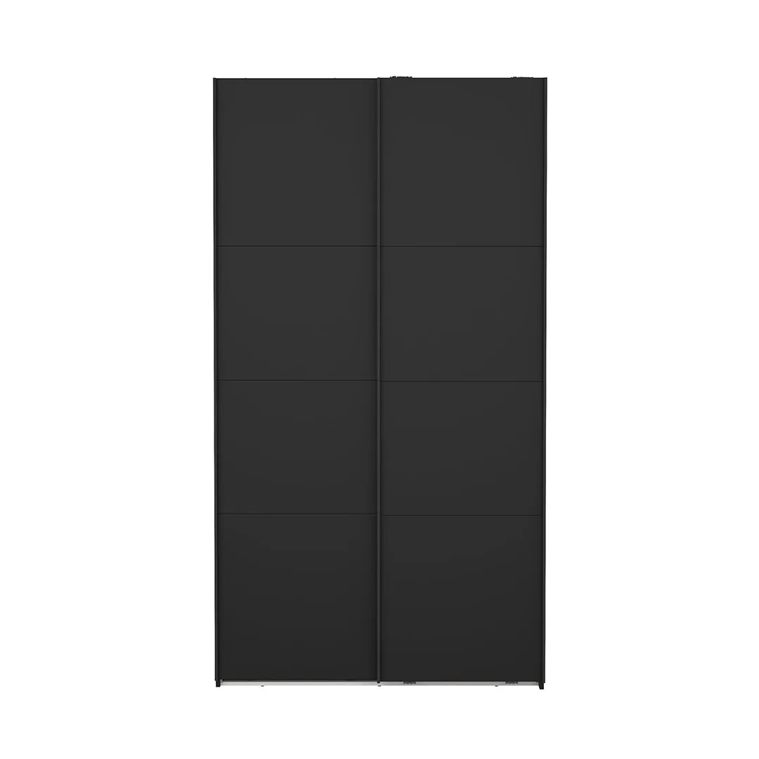 Catania Kleiderschrank 221x119x67cm, 2 Schiebetüren matt schwarz.