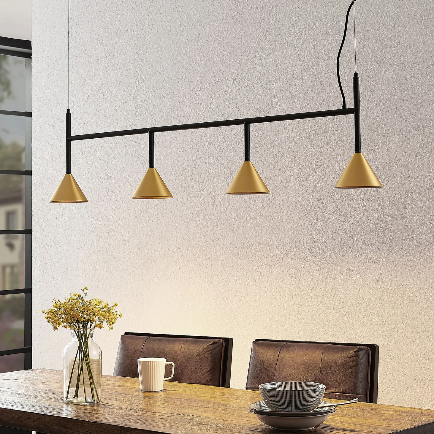 Kartio Pendelleuchte Brass - Lucande - Wohnzimmer - Design - Metall - Mehrflammig