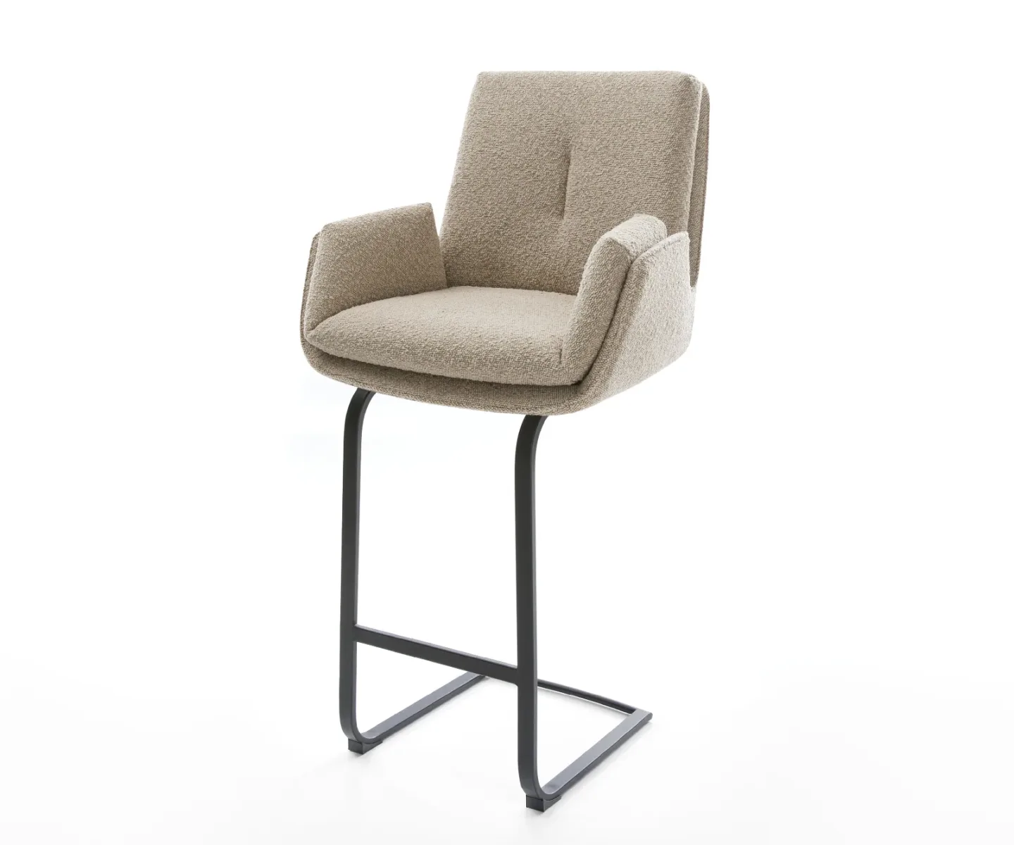 Barstuhl Clea-Flex Bouclé Schlamm Freischwinger Flach Metall Schwarz