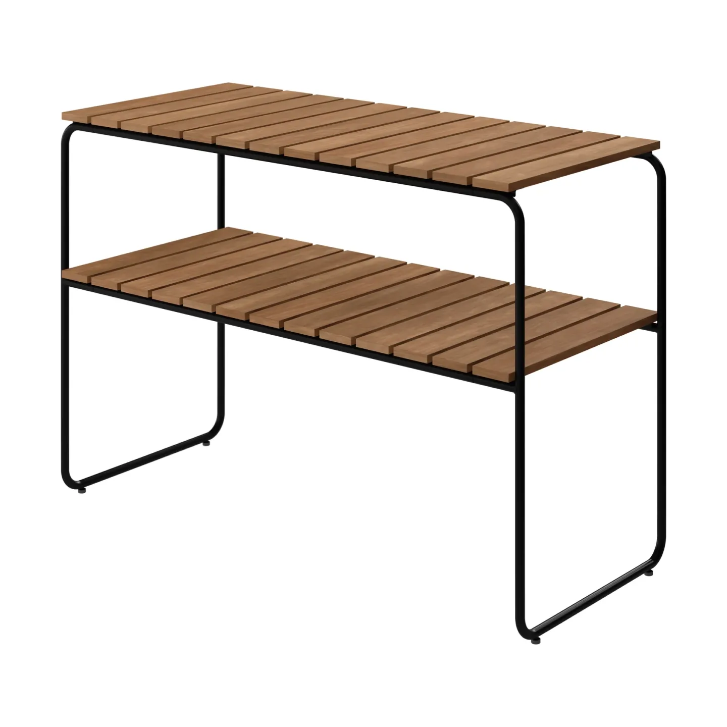 Grythyttan Stålmöbler L105 Beistelltisch Teak-schwarzes Stahlgestell