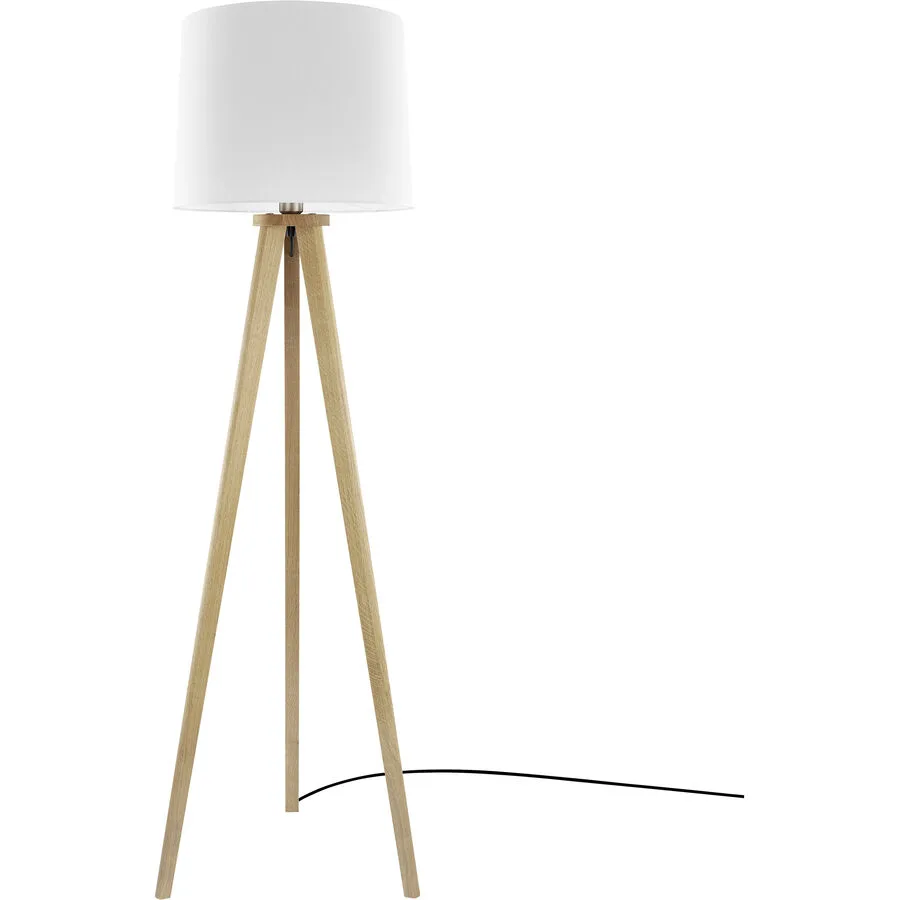 HERZBLUT Stehlampe Elli Weiss/Braun Holz 47 cm 160 cm - Farbe: Braun, Weiss - Material: Nickel/Holz