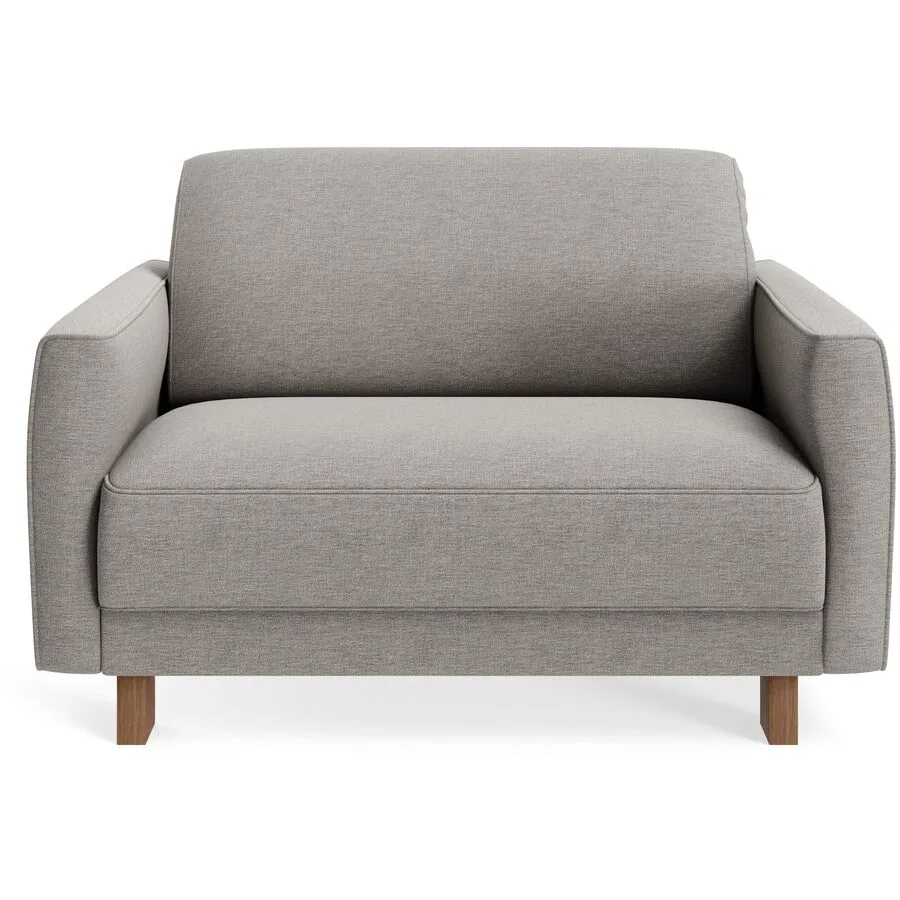 Sessel Avena Beige Stoff, Walnuss B 117 T 96 H 74 cm - Möbel Konfigurator: Traummöbel individuell zusammenstellen