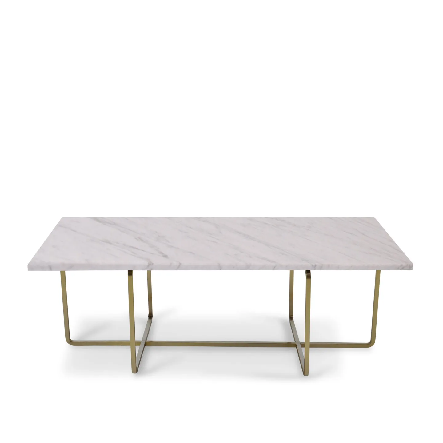 OX Denmarq - Ninety Table High Brass Frame White Marble Top - Soffbord - Dennis Marquart - Vit - Metall/Trä