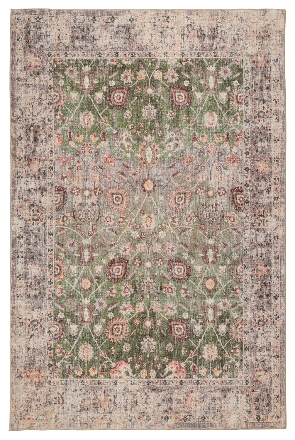 Flatvävd Matta - Bouhjar (grön/multi) (Storlek: 190 x 280 cm)