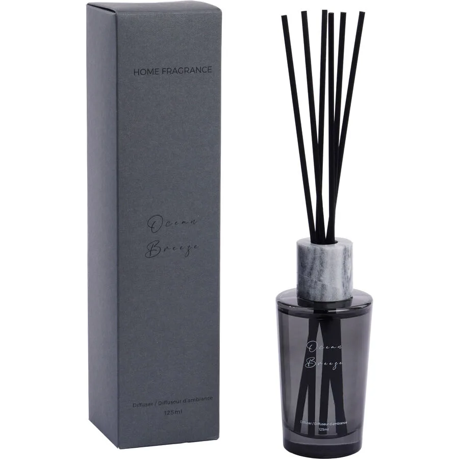 Diffusor Nathalie grau 125 ml - Material: Glas, Marmor, Rattan