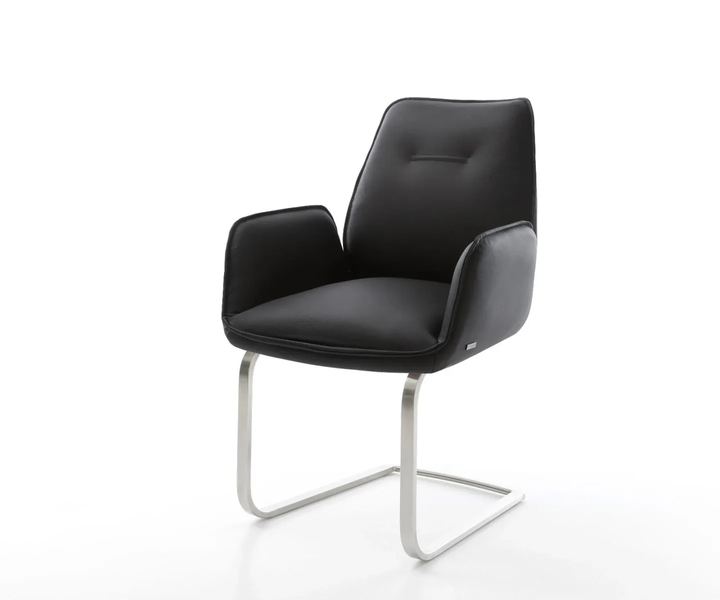 Freischwinger Zoa-Flex Echt-Leder Schwarz Freischwinger flach Edelstahl Taschenfederkern