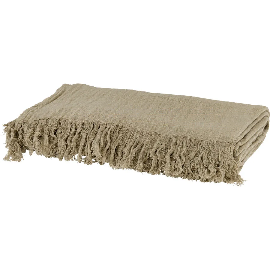 Wohndecke Leni Taupe 100% Baumwolle 150 x 200 cm