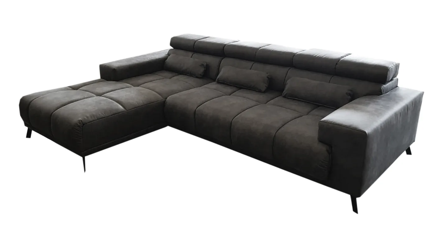Ecksofa grau-braun elektrisch ausfahrbar 285 cm - SPEED