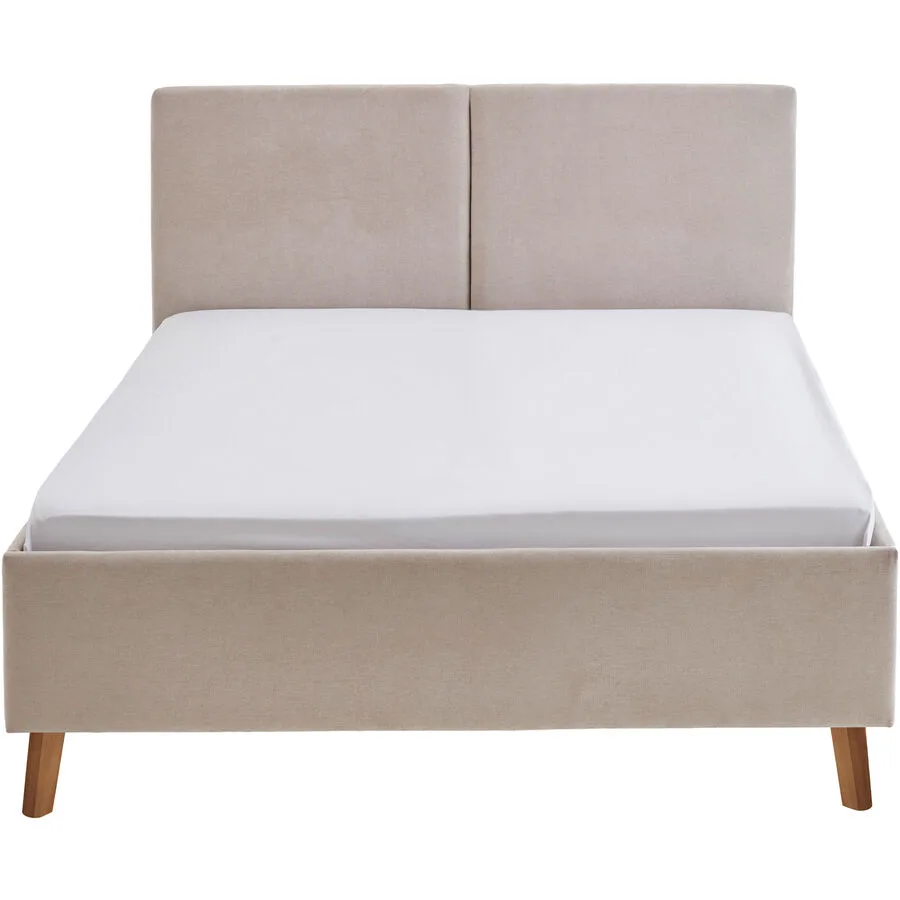 Bett Nola Beige Stoff 140 x 200 cm