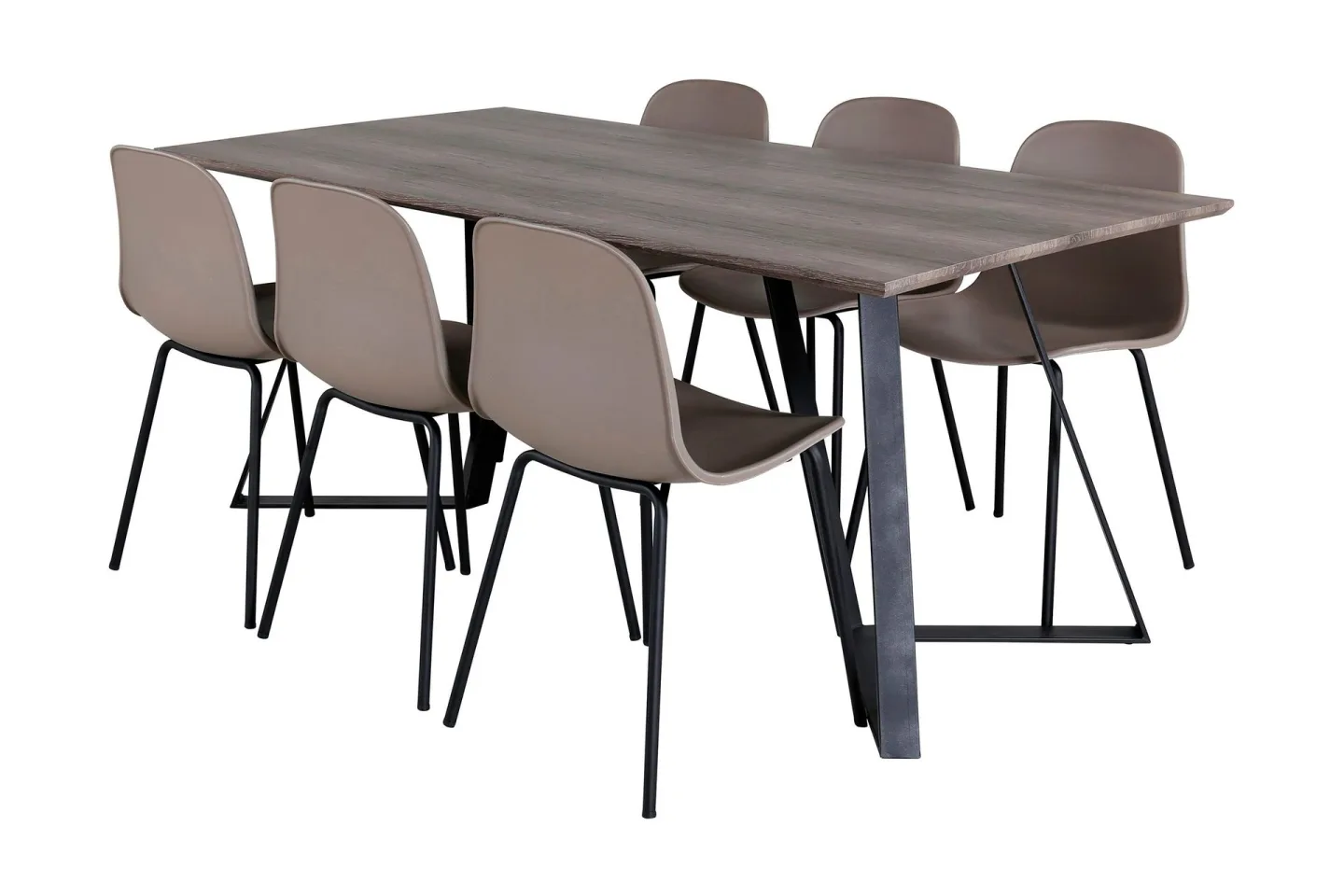Malvina Matgrupp 180 cm inkl 6 Kullersbro Stolar - Grå/Svart/Beige