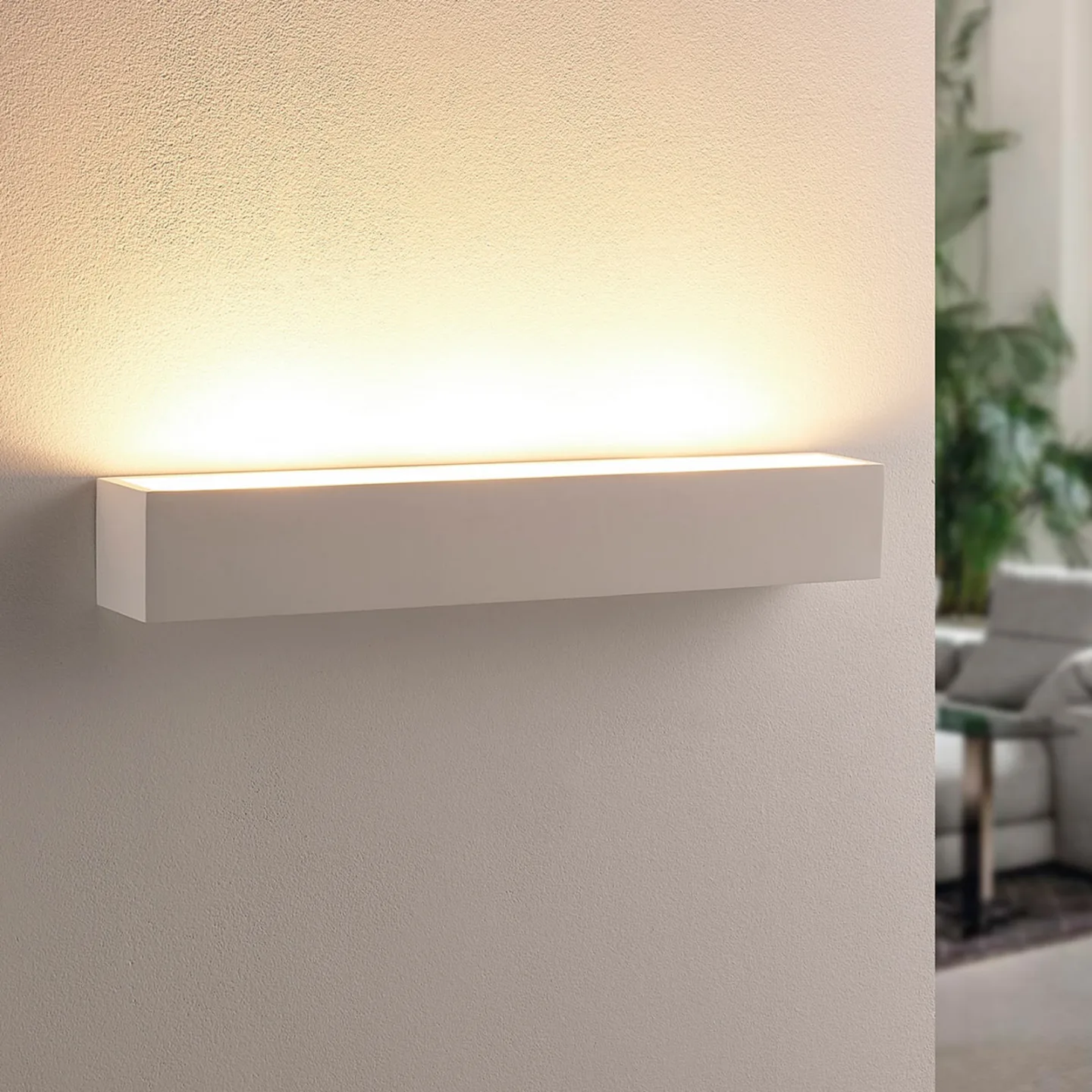 Santino Vegglampe L50,8 White - Lindby - Stue - Moderne - Gips / Leire - Kantet