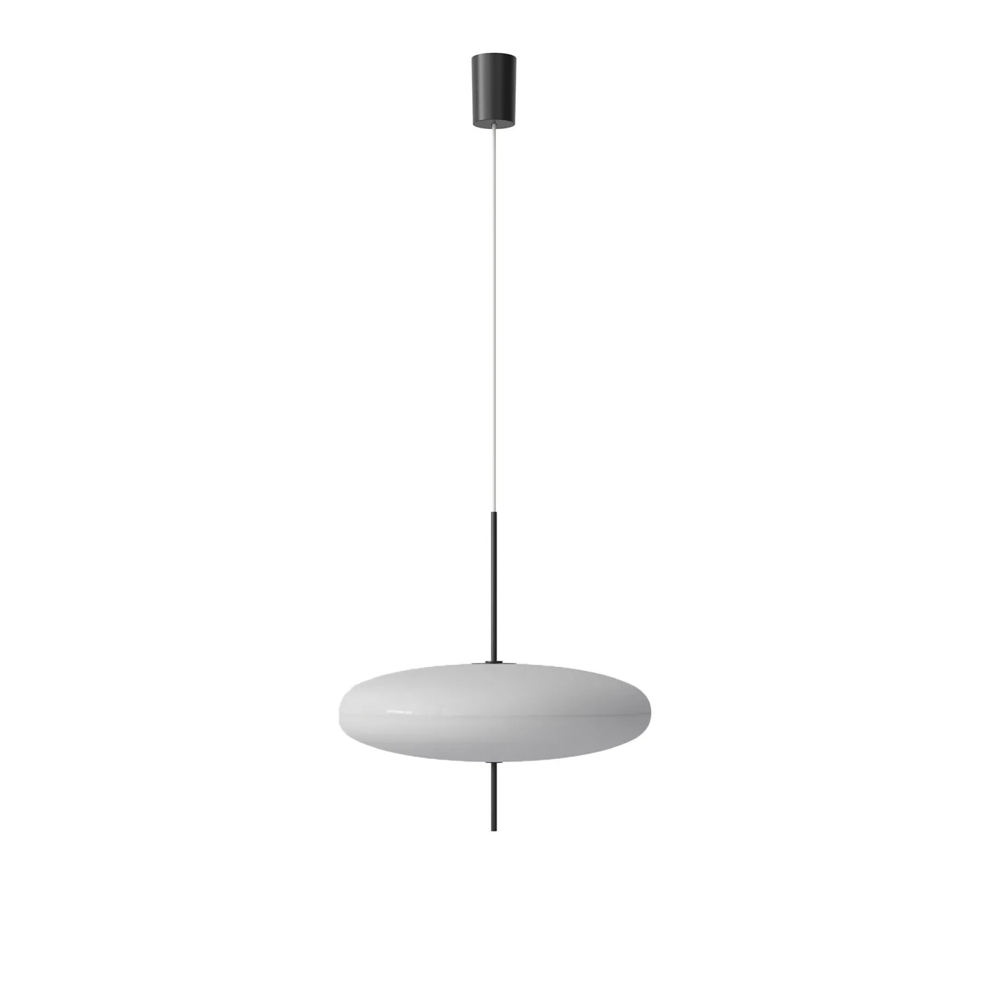 Astep - Model 2065, White Diffuser, Black Hardware, White Cable - Pendellampor - Gino Sarfatti - Vit
