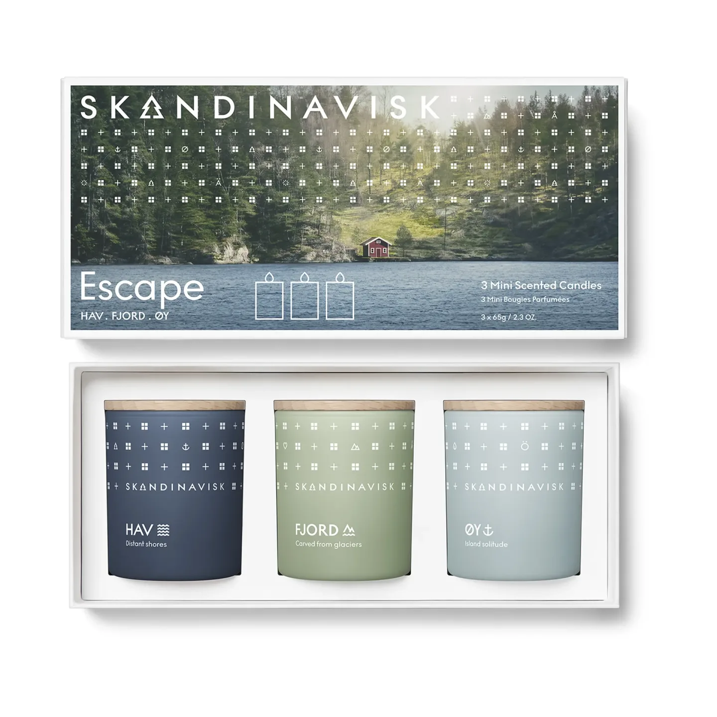 Skandinavisk ESCAPE Mini-Duftkerze Geschenkset 3-teilig 65 g