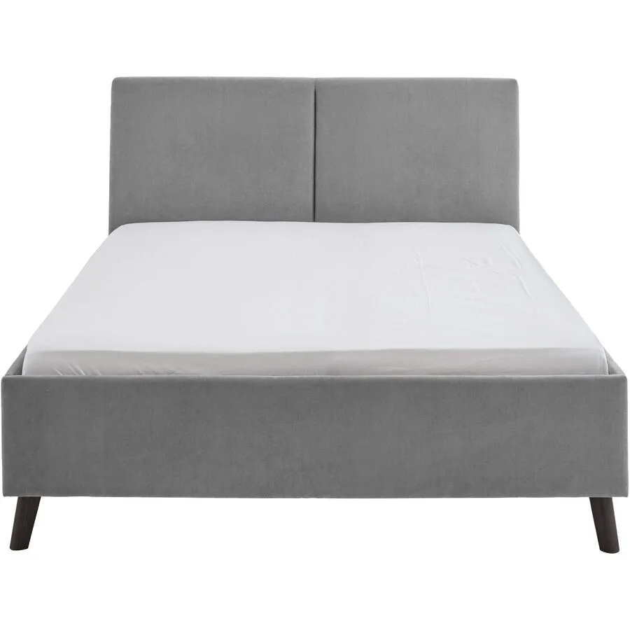 Bett Nola lichtgrau Stoff 140 x 200 cm