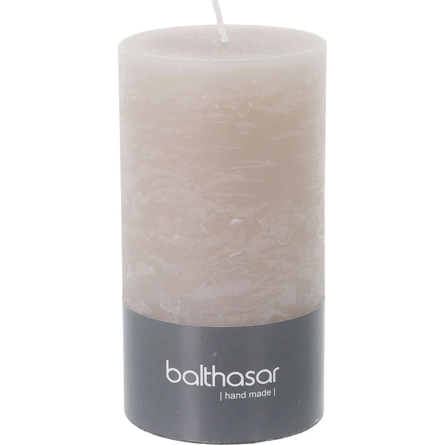 Balthasar Kerze Rustico taupe H13 cm D7 cm, Brenndauer 60h - Material: Wachs