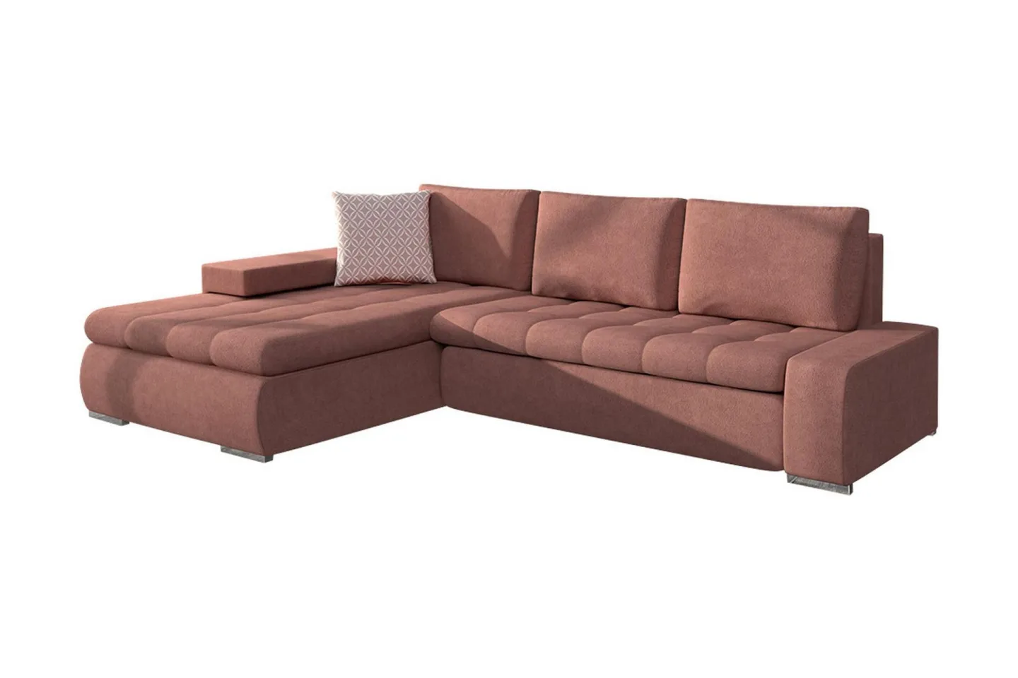 3-sits Hörnbäddsoffa Cerys Mini - Läder/Rosa