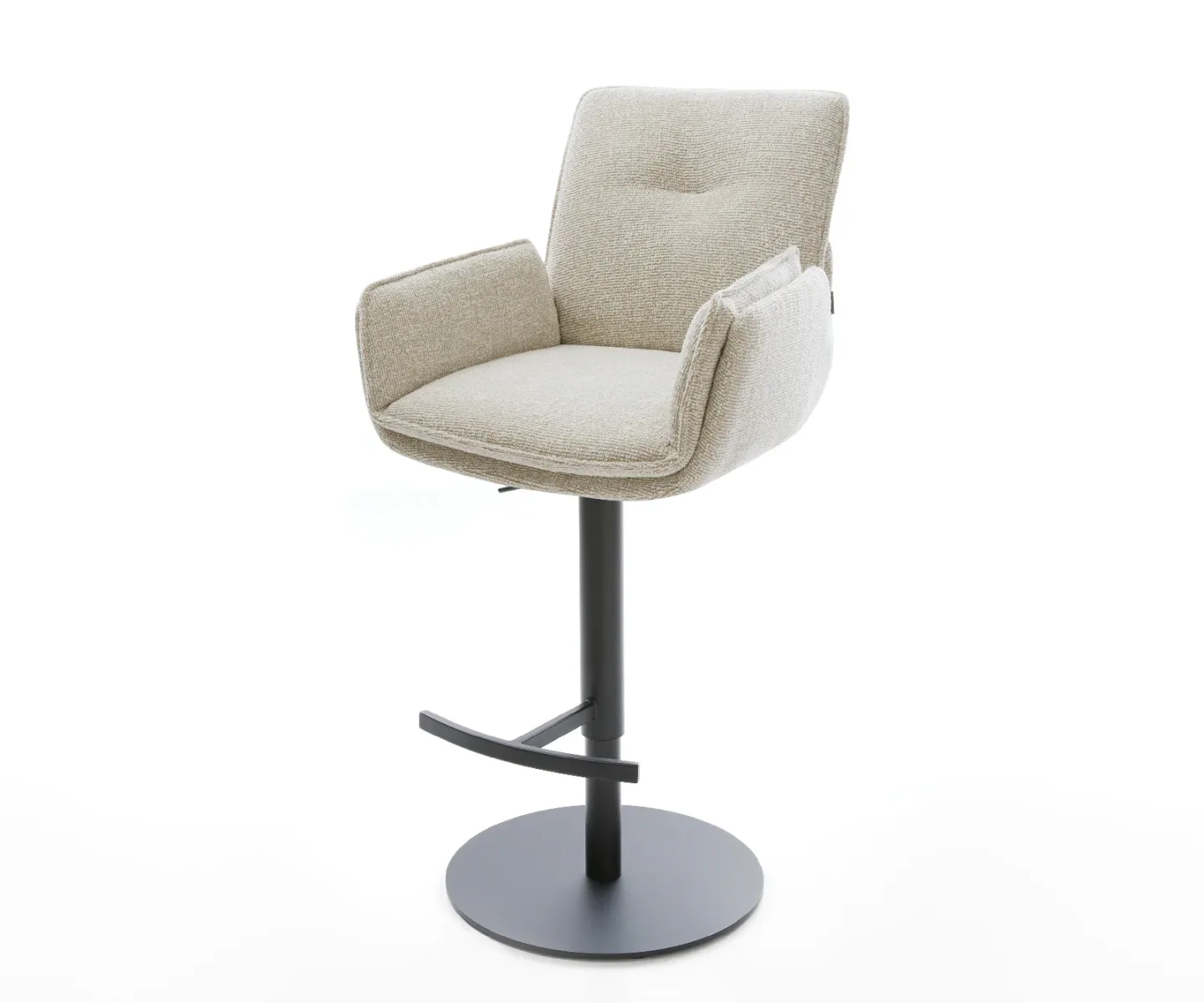 Barstuhl Nela-Flex Webstoff Soft Beige Drehfuß höhenverstellbar Metall Schwarz