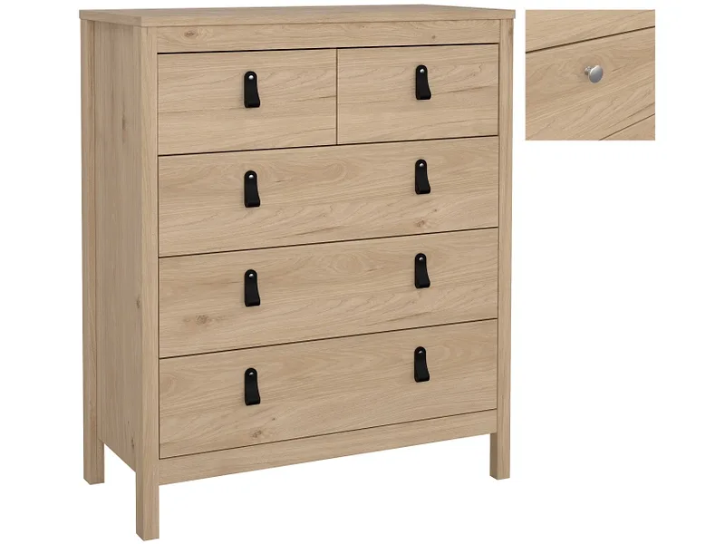 Kommode MADRID 5 Schubladen 38.4x82.3x98.9cm jackson eiche matt
