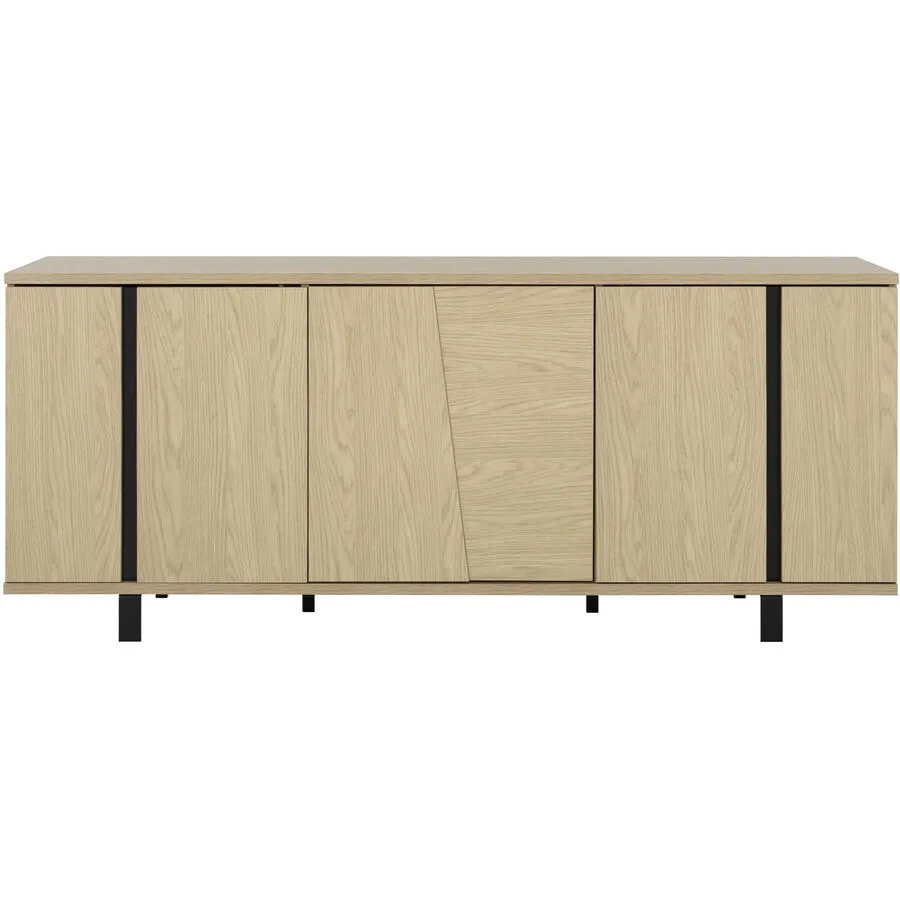Sideboard Solrig schwarz/Eiche Holzwerkstoff B 181 H 75 cm