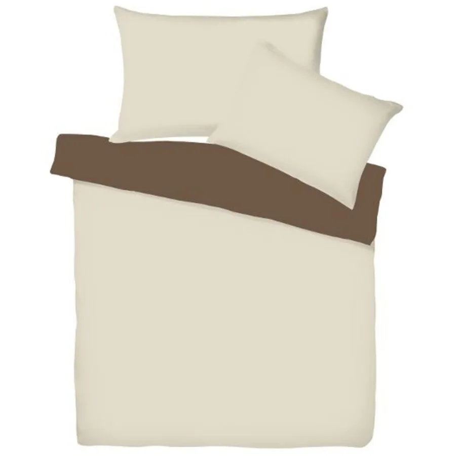 Living Home Bettwäschegarnitur Uni Doubleface Natur/Tabak Baumwolle 200 x 210 65 x 65 cm