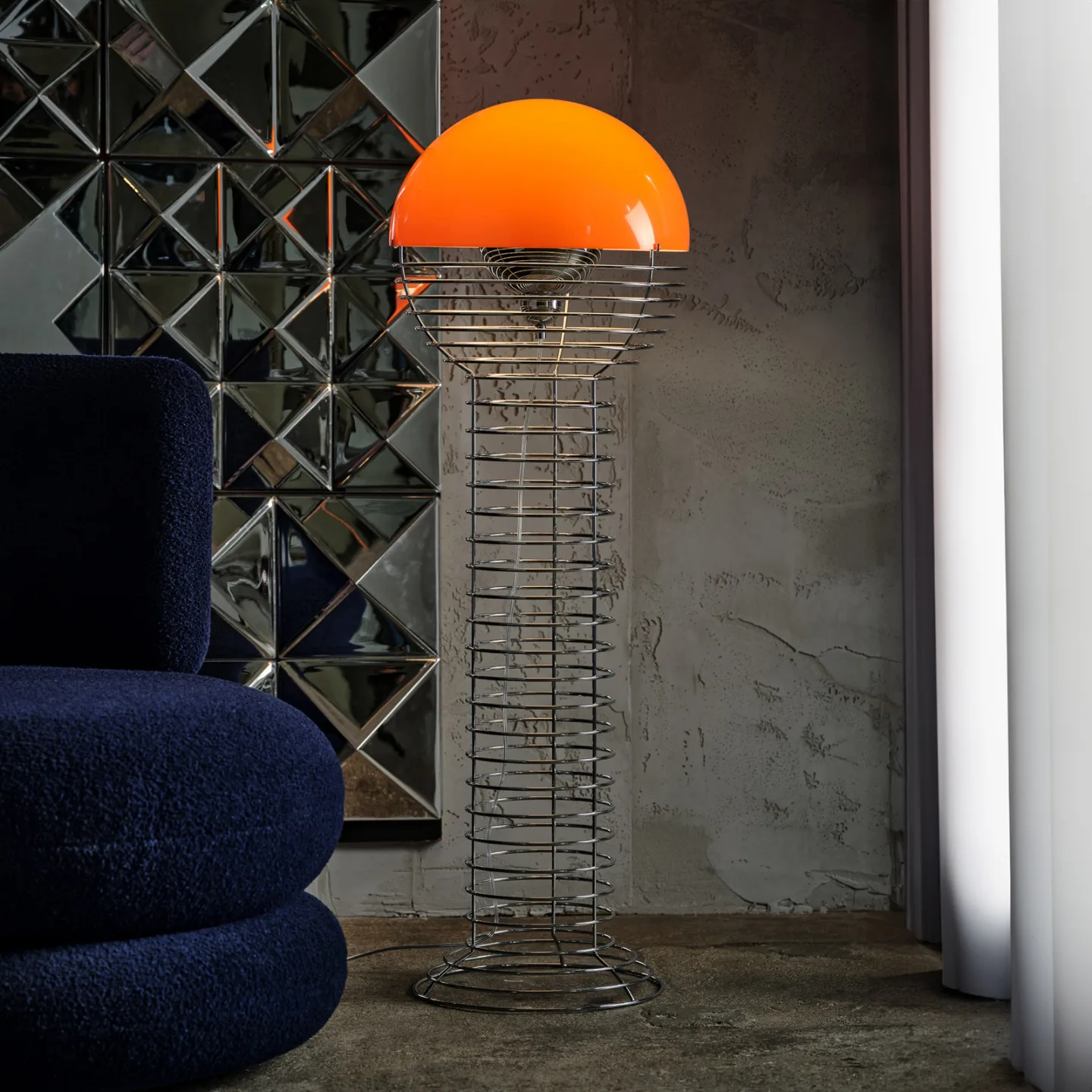 Wire Gulvlampe Chrome/Orange - Verpan - Stue - Design - Metall