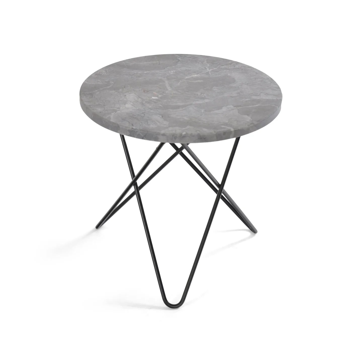 OX Denmarq - Mini O Table, Black Steel Frame, Top: Grey Marble - Sidobord - Dennis Marquart - Grå - Metall/Sten